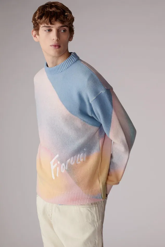 Men Fiorucci Sweatshirts and Hoodies Morning Rise Knit Jumper Multi Men Fiorucci Sweatshirts and Hoodies Morning Rise Knit Jumper Multi