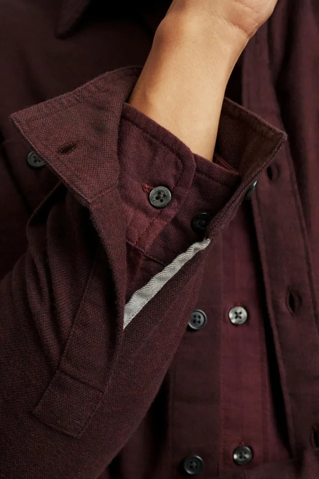 Men Fireside Flannel Shirt Burgundy Twill Dobby Bonobos Overshirts