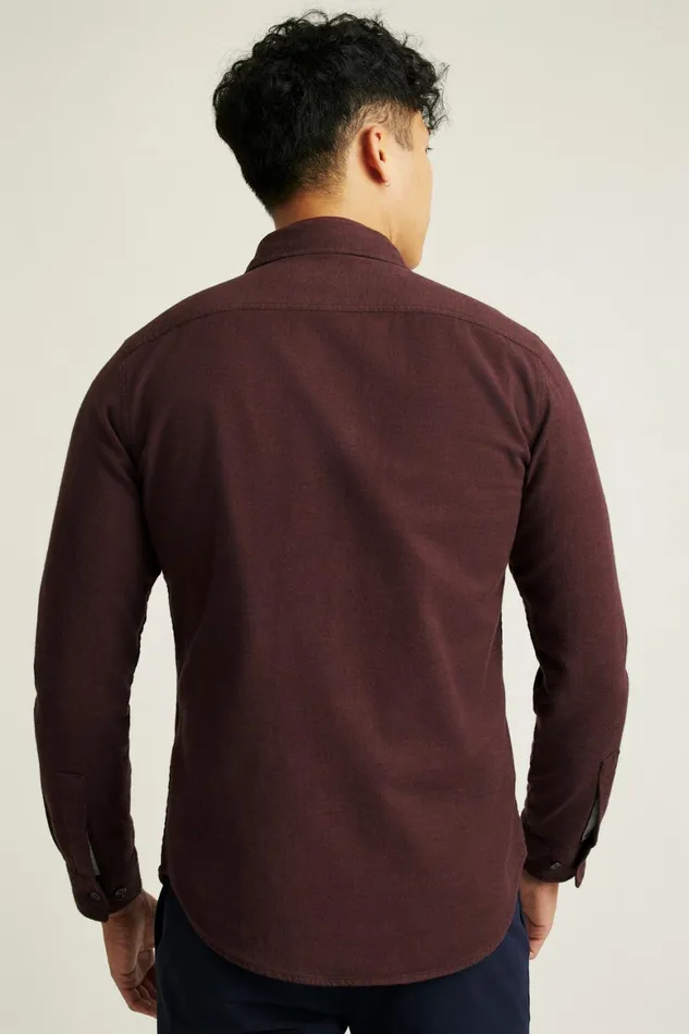 Men Fireside Flannel Shirt Burgundy Twill Dobby Bonobos Overshirts
