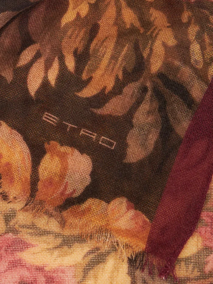 Men Floral Cashmere Scarf Etro Scarves