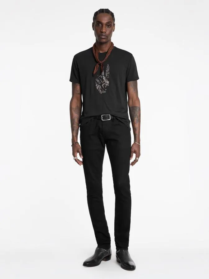 Men Graphic Tees John Varvatos PEACE EMBROIDERY TEE Black
