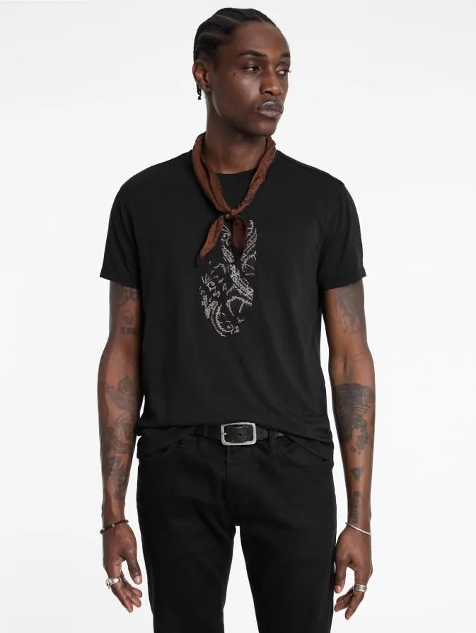 Men Graphic Tees John Varvatos PEACE EMBROIDERY TEE Black