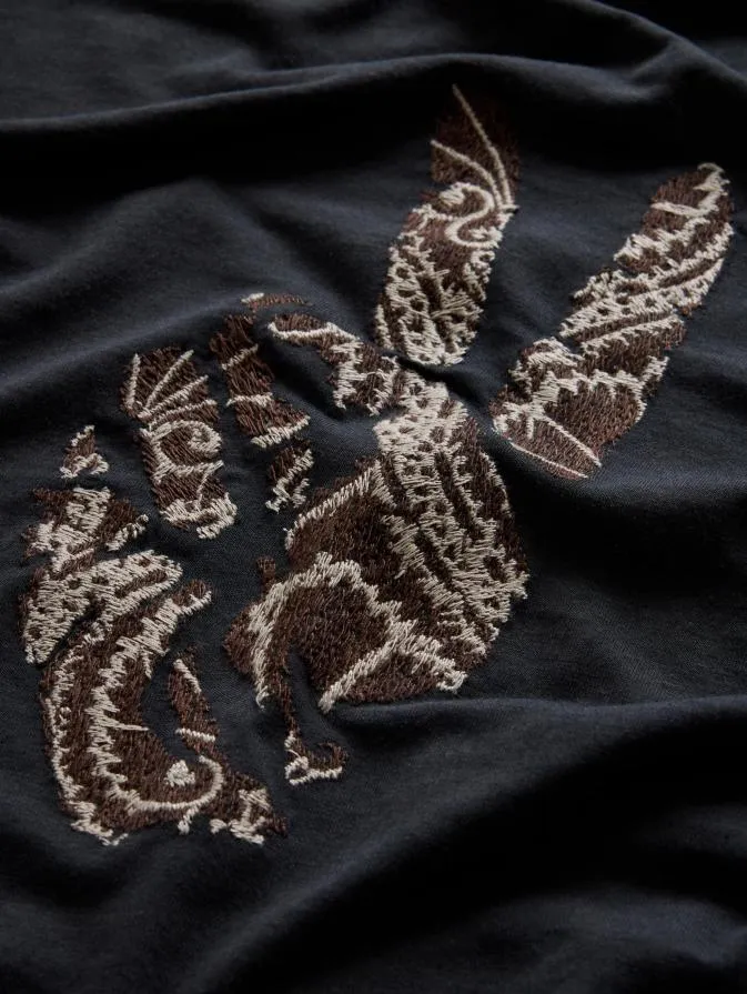 Men Graphic Tees John Varvatos PEACE EMBROIDERY TEE Black