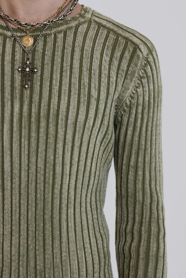 Men Green Acid Raglan Knit Jaded London Knitwear