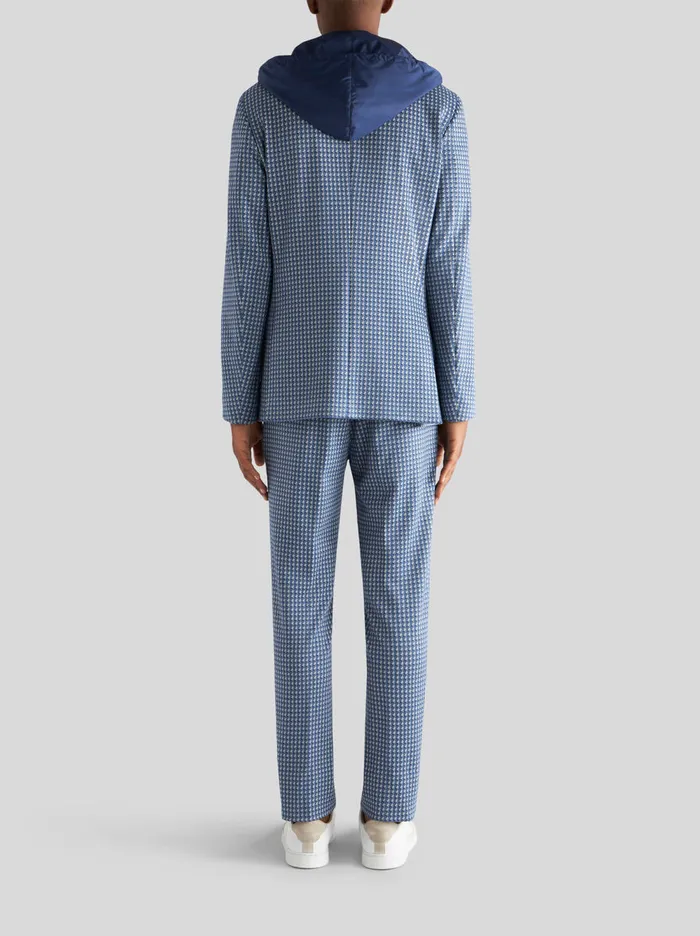 Men Hooded Jersey Jacket With Micro Geometric Patterns Etro Jackets