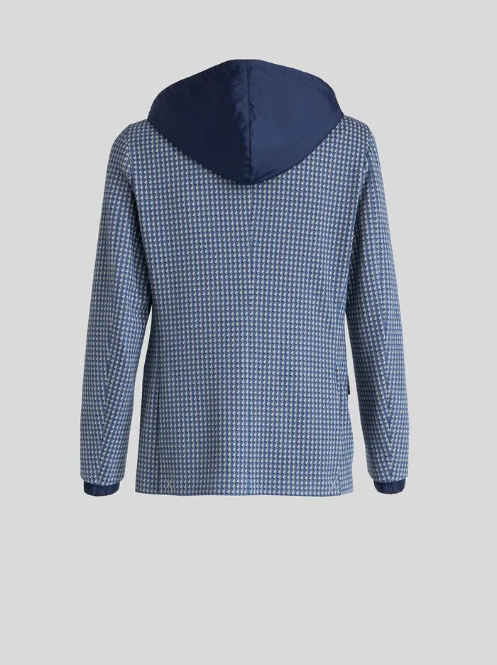 Men Hooded Jersey Jacket With Micro Geometric Patterns Etro Jackets