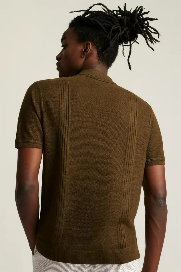 Men Hudson Italian Sweater Polo Coffee Linen Bonobos Polos