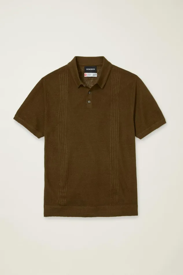 Men Hudson Italian Sweater Polo Coffee Linen Bonobos Polos