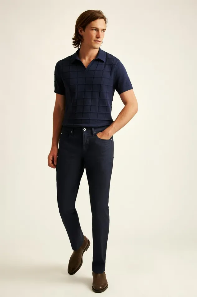 Men Italian Textured 5Pocket Pants Maritime Blue Bonobos Jeans
