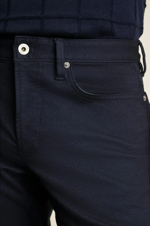 Men Italian Textured 5Pocket Pants Maritime Blue Bonobos Jeans