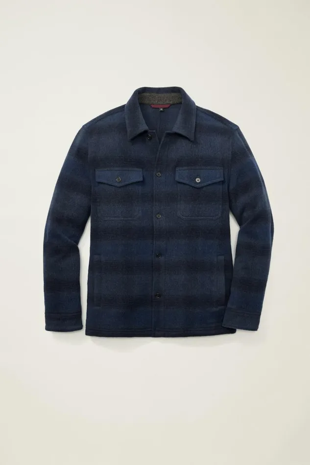 Men Italian Wool Jacket Navy Windowpane Bonobos Overshirts