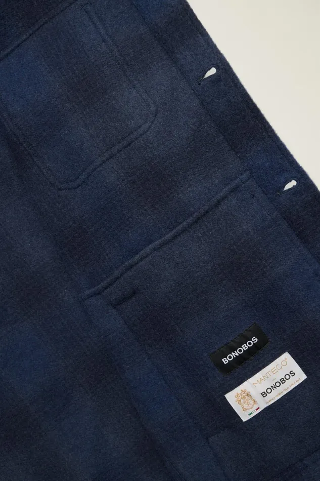 Men Italian Wool Jacket Navy Windowpane Bonobos Overshirts