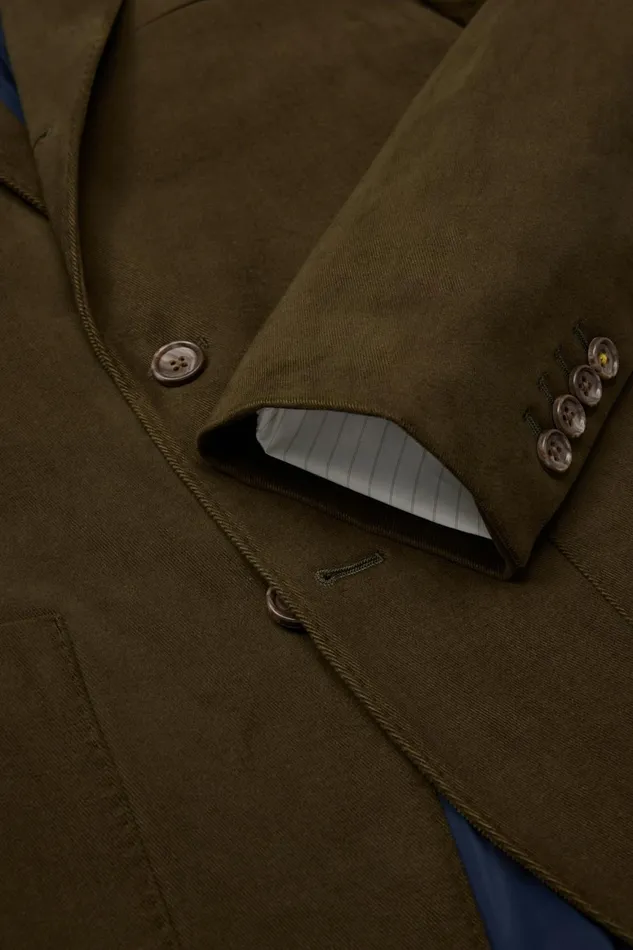 Men Jetsetter Italian Brushed Cotton Blazer Olive Green Bonobos Blazers and Sport Coats