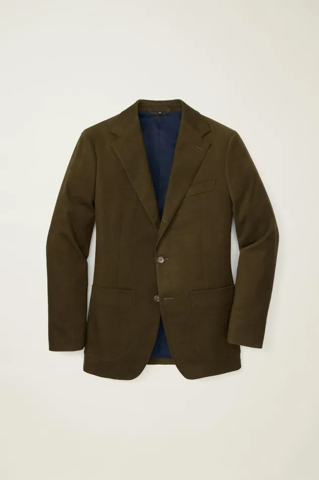 Men Jetsetter Italian Brushed Cotton Blazer Olive Green Bonobos Blazers and Sport Coats