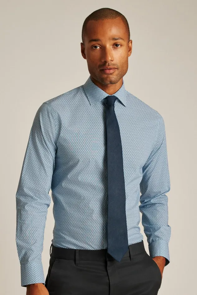 Men Jetsetter Stretch Dress Shirt Blue Amore Floral Bonobos Business Casual Shirts