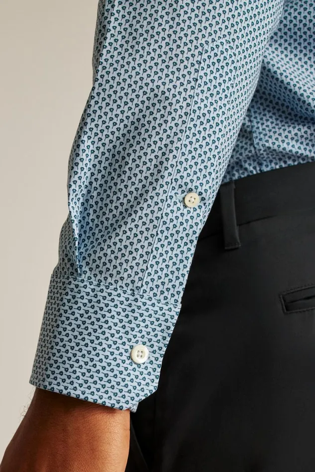 Men Jetsetter Stretch Dress Shirt Blue Amore Floral Bonobos Business Casual Shirts
