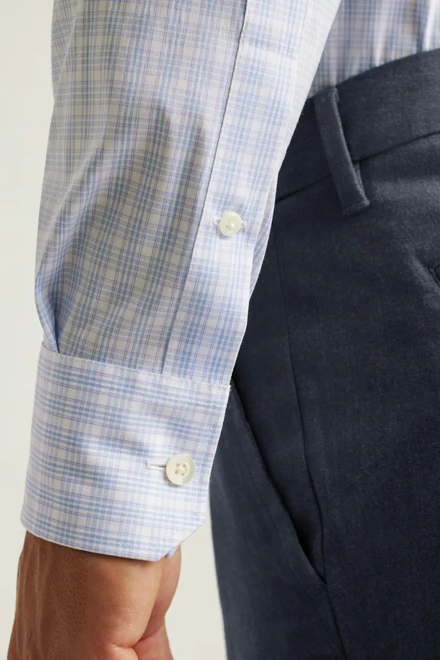 Men Jetsetter Stretch Dress Shirt Blue And White Plaid Bonobos Business Casual Shirts