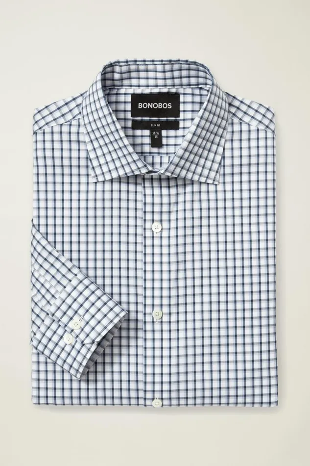 Men Jetsetter Stretch Dress Shirt Navy Lilac Check Bonobos Business Casual Shirts