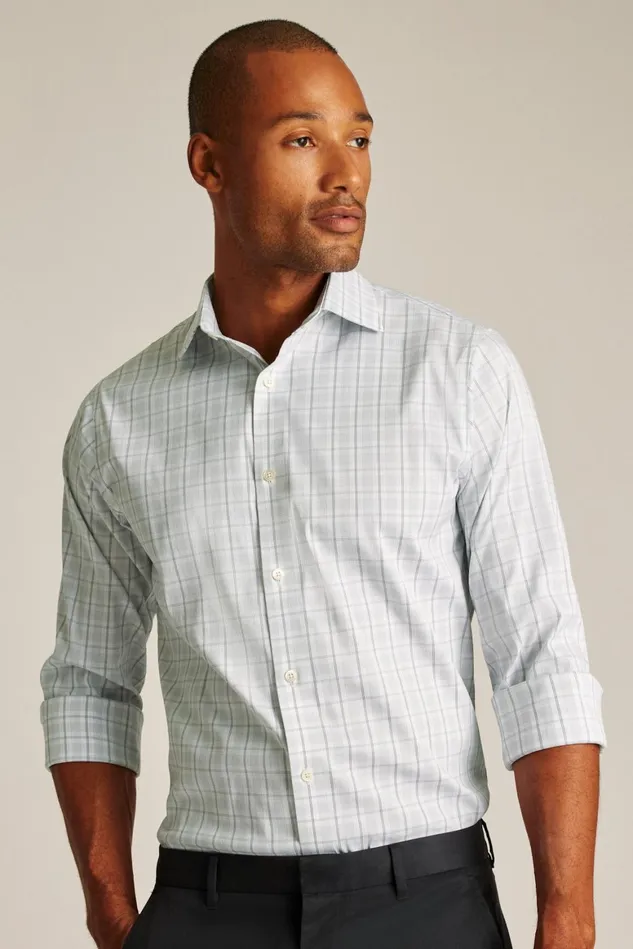 Men Jetsetter Stretch Dress Shirt Smoke Grey Plaid Bonobos Business Casual Shirts