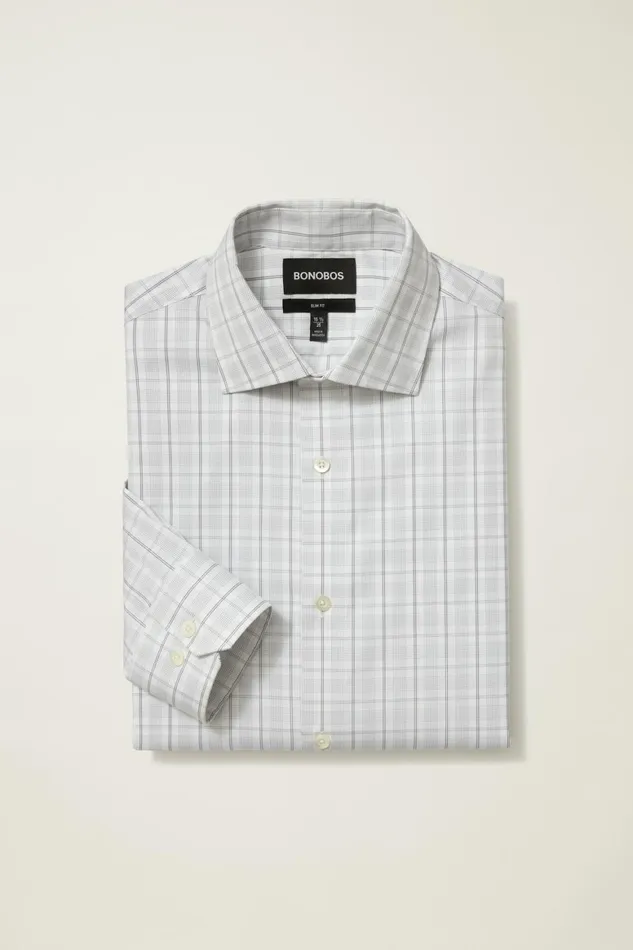 Men Jetsetter Stretch Dress Shirt Smoke Grey Plaid Bonobos Business Casual Shirts
