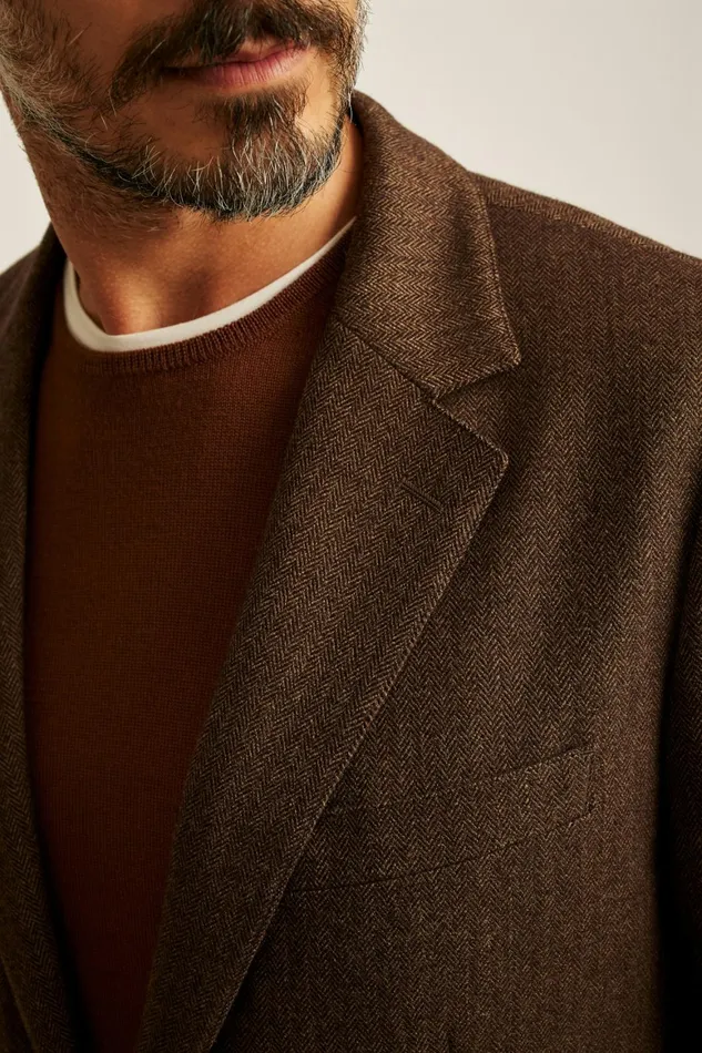 Men Jetsetter Unconstructed Blazer Light Brown Herringbone Bonobos Blazers and Sport Coats