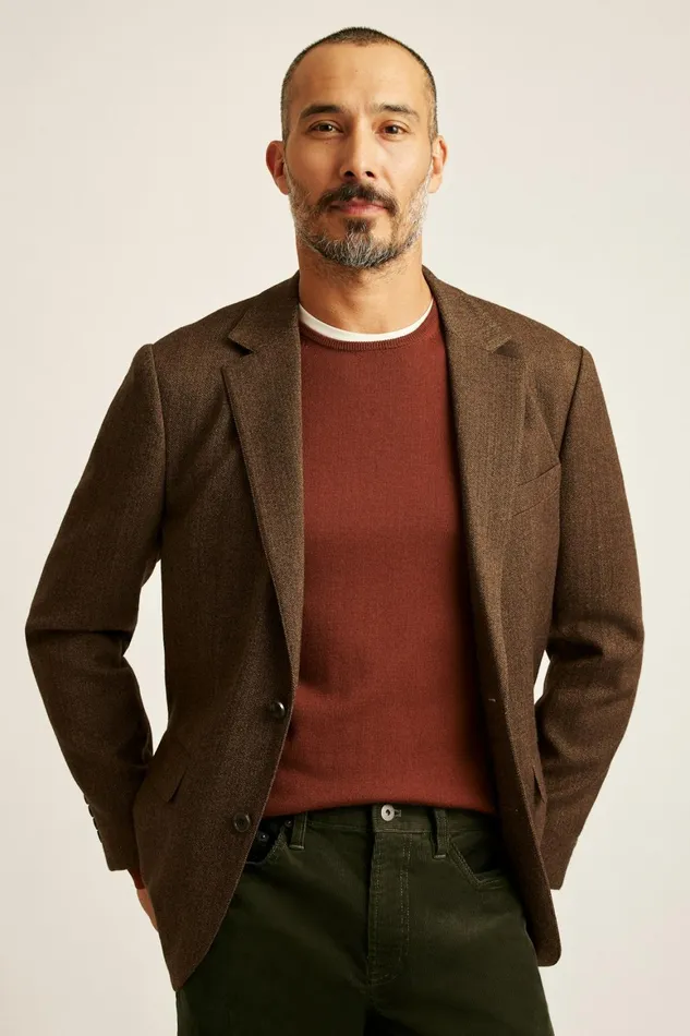 Men Jetsetter Unconstructed Blazer Light Brown Herringbone Bonobos Blazers and Sport Coats