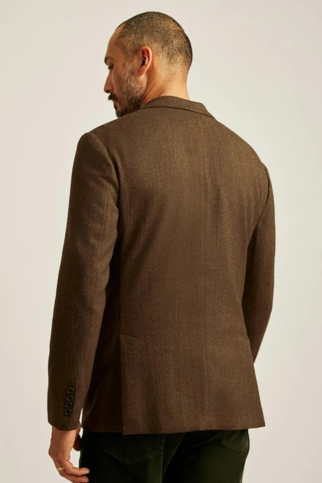 Men Jetsetter Unconstructed Blazer Light Brown Herringbone Bonobos Blazers and Sport Coats
