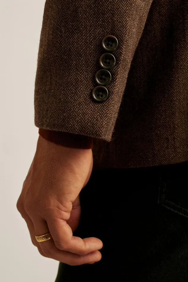 Men Jetsetter Unconstructed Blazer Light Brown Herringbone Bonobos Blazers and Sport Coats