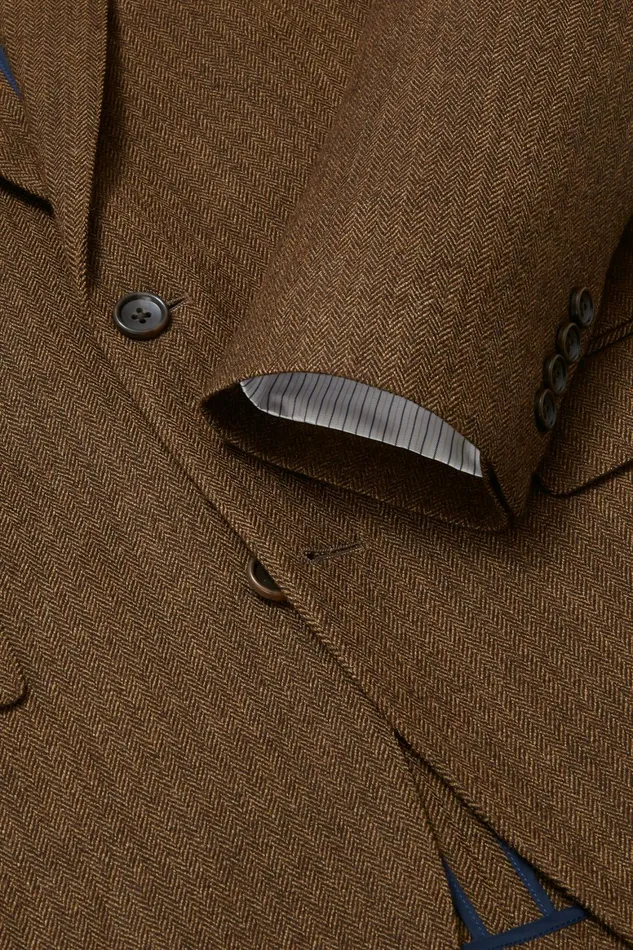 Men Jetsetter Unconstructed Blazer Light Brown Herringbone Bonobos Blazers and Sport Coats