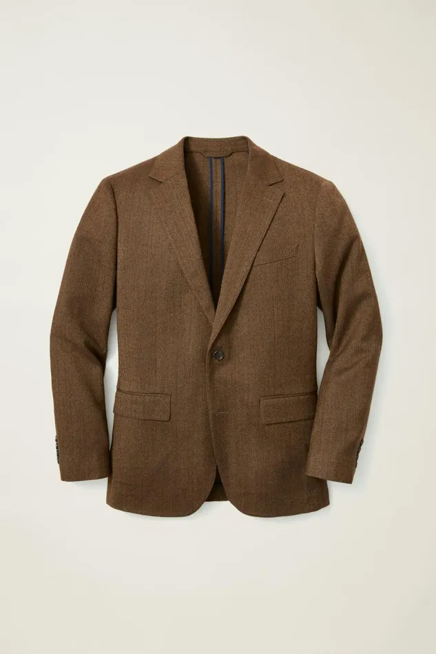 Men Jetsetter Unconstructed Blazer Light Brown Herringbone Bonobos Blazers and Sport Coats