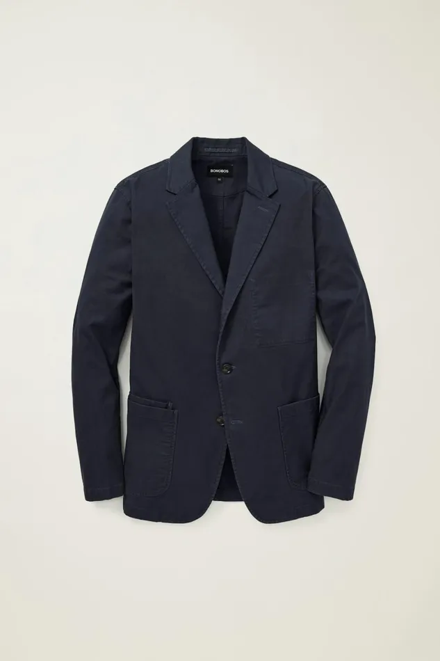 Men Jetsetter Washed Cotton Blazer Washed Navy Bonobos Blazers and Sport Coats