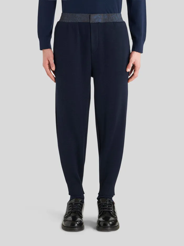 Men Knitted Trousers With Paisley Inserts Etro Trousers