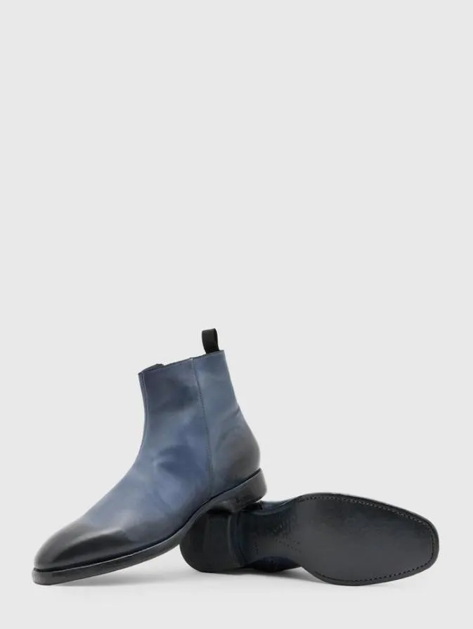 Men Leather Boots John Varvatos REGENT BOOT Blue Stone