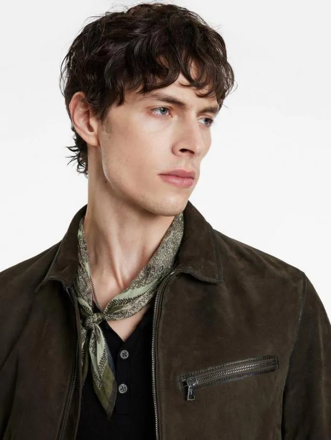 Men Leather Jackets John Varvatos RAYLINSKY SHIRT JACKET Teakwood