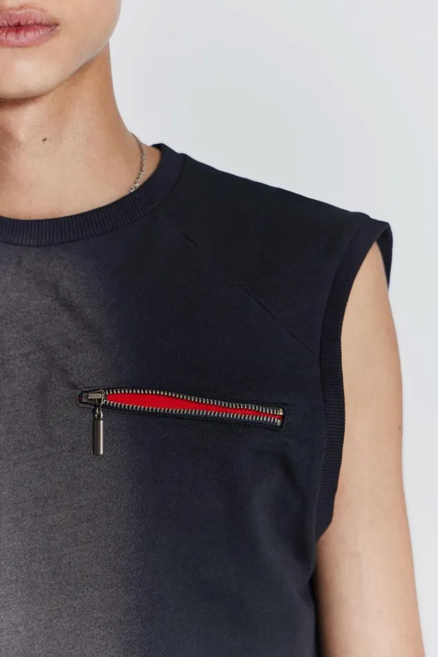 Men Loopback Tank With Inserted Zip Jaded London TShirts and Vests