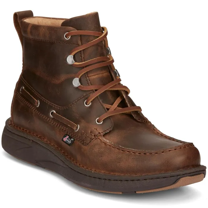 MEN Mocc Toe Lacer Brown Justin Boots Casuals