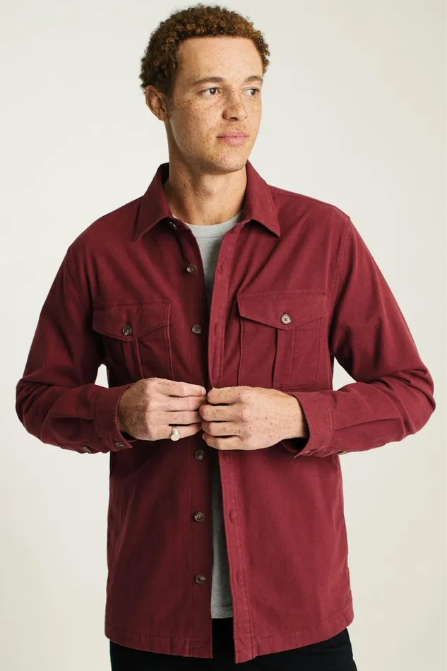 Men Moleskin Overshirt Heather Mahogany Bonobos Casual Shirts