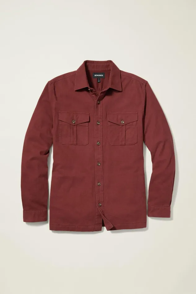 Men Moleskin Overshirt Heather Mahogany Bonobos Casual Shirts