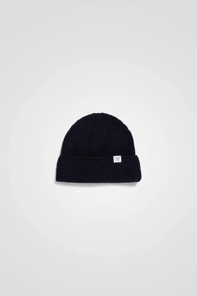 Men Norse Projects Beanies Fine Merino Rib Beanie Black