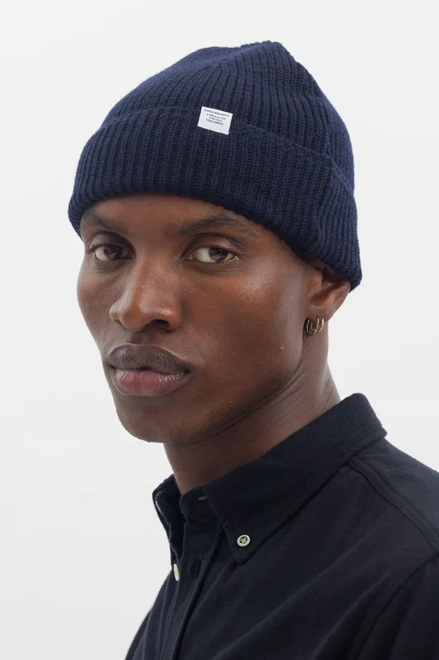 Men Norse Projects Beanies Fine Merino Rib Beanie Black