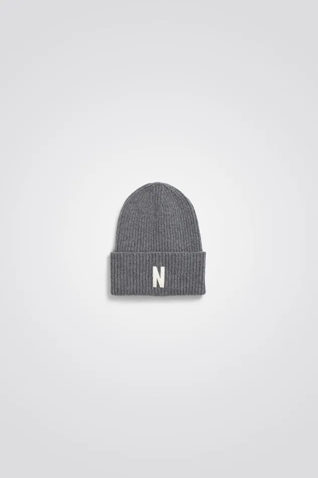 Men Norse Projects Beanies Merino Lambswool Rib N Logo Beanie Blood Orange