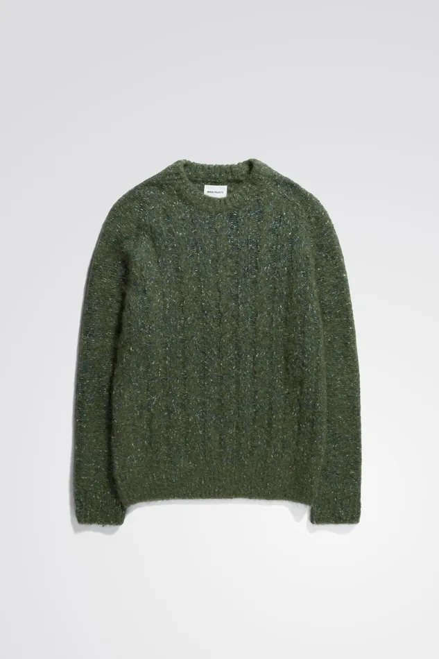 Men Norse Projects Knitwear Ivar Cotton Alpaca Cable Sweater Spruce Green