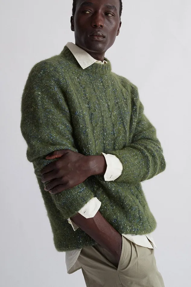 Men Norse Projects Knitwear Ivar Cotton Alpaca Cable Sweater Spruce Green