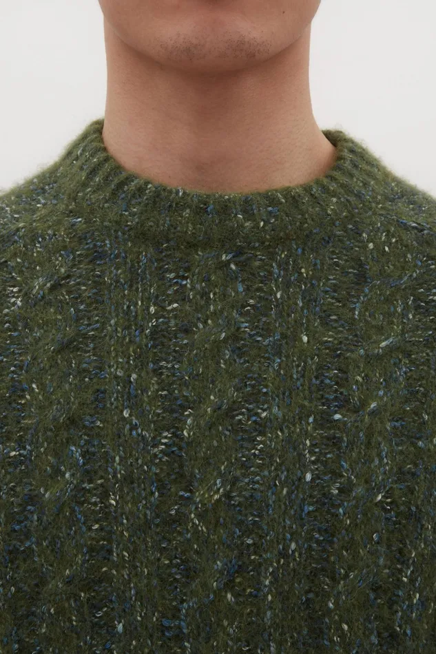 Men Norse Projects Knitwear Ivar Cotton Alpaca Cable Sweater Spruce Green