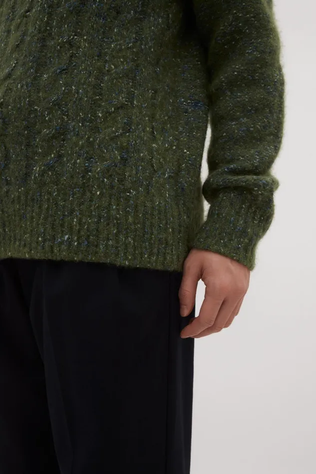 Men Norse Projects Knitwear Ivar Cotton Alpaca Cable Sweater Spruce Green