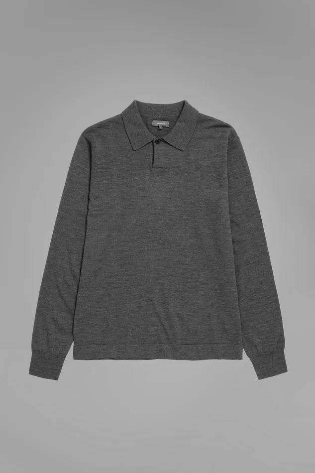 Men Norse Projects Knitwear Tech Merino Polo Charcoal Melange
