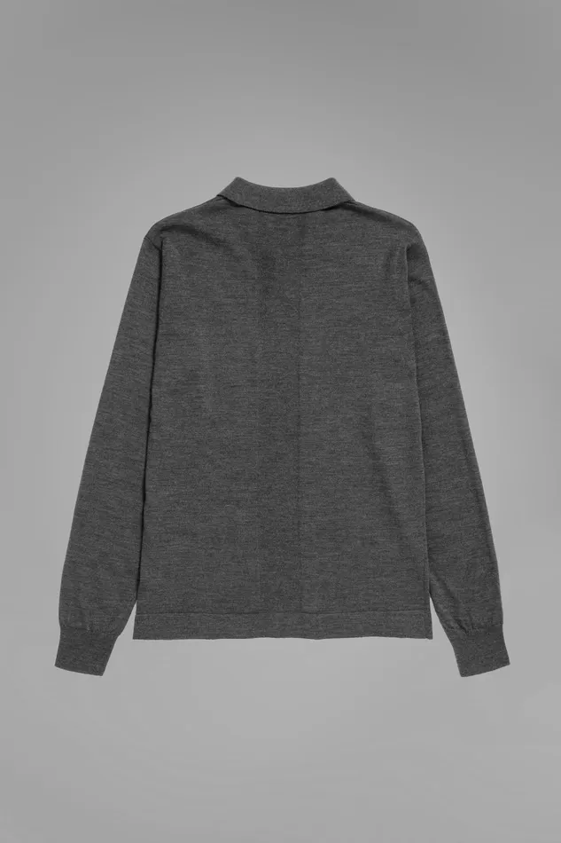 Men Norse Projects Knitwear Tech Merino Polo Charcoal Melange