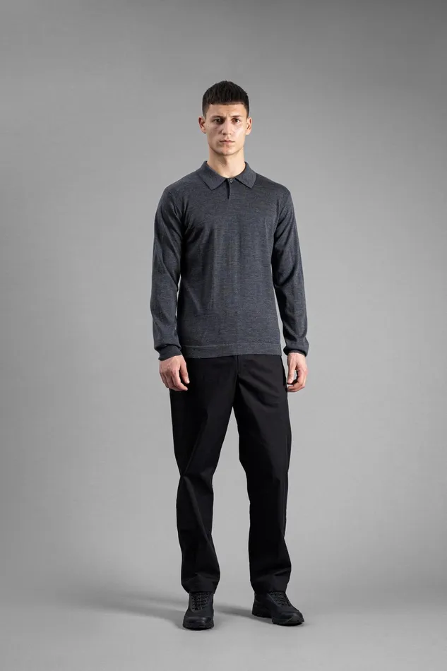 Men Norse Projects Knitwear Tech Merino Polo Charcoal Melange