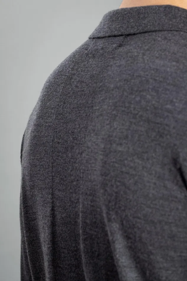 Men Norse Projects Knitwear Tech Merino Polo Charcoal Melange