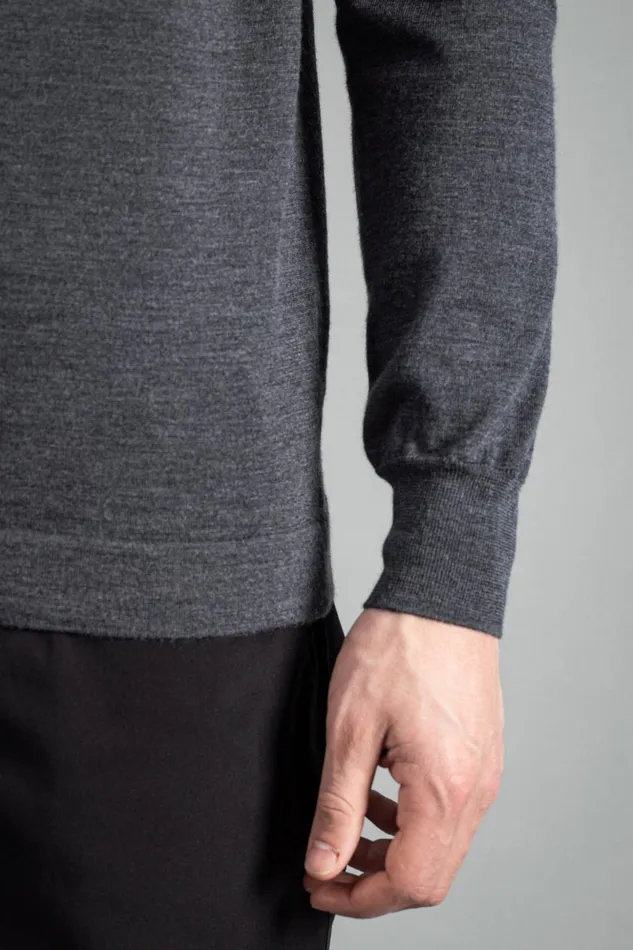Men Norse Projects Knitwear Tech Merino Polo Charcoal Melange
